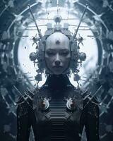 an image of a woman in a futuristic suit generative AI photo