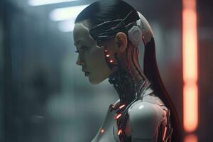 an image of a woman in a robot suit generative AI photo