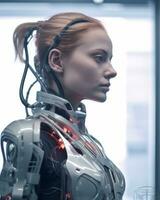 an image of a woman in a futuristic suit generative AI photo