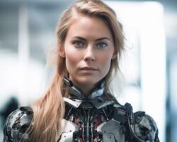 an image of a woman in a futuristic suit generative AI photo