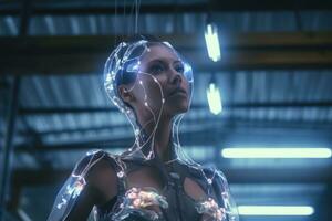 an image of a woman in a futuristic suit generative AI photo