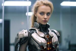 an image of a woman in a futuristic suit generative AI photo