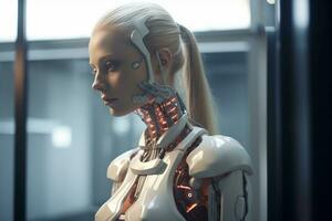 an image of a woman in a robot suit generative AI photo