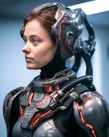 an image of a woman in a sci   fi suit generative AI photo