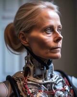 an image of a woman wearing a robot suit generative AI photo
