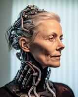 an older woman with a robotic head generative AI photo