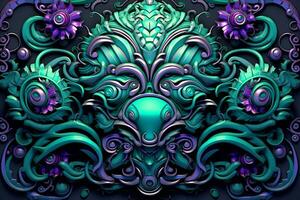 an ornate design with purple and blue colors generative AI photo