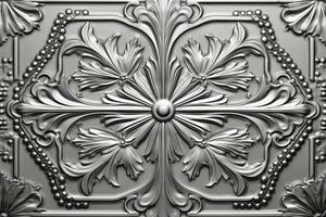 an ornate metal ceiling tile with a floral design generative AI photo