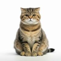scottish fold cat sitting in front of white background generative AI photo