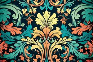 seamless floral pattern in baroque style generative AI photo