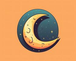 el letra C en el forma de un creciente Luna en un naranja antecedentes generativo ai foto
