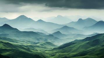 el montañas son verde generativo ai foto