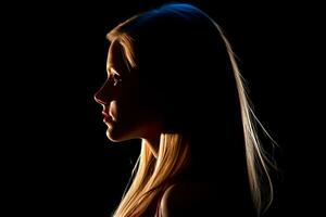 the silhouette of a woman in the dark generative AI photo