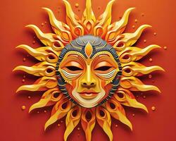 the sun is made out of paper and has a face on it generative AI photo