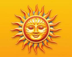 the sun is shown on a yellow background generative AI photo