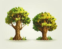 two cartoon trees on a white background generative AI photo