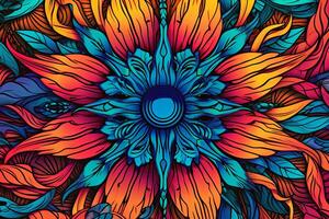 vector illustration of a colorful flower pattern generative AI photo