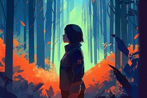 Anime Inspired Graphic Futuristic Scene Background generative AI photo