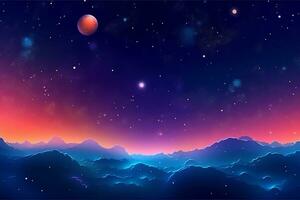 Cosmic Gradient Galaxy Horizon Picturesque Starry Planetary Universe Graphic Illustration generative AI photo