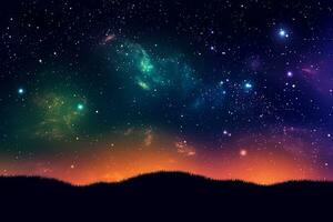 Cosmic Gradient Galaxy Horizon Picturesque Starry Planetary Universe Graphic Illustration generative AI photo