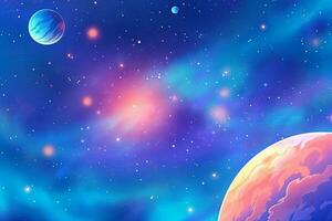 Cosmic Gradient Galaxy Horizon Picturesque Starry Planetary Universe Graphic Illustration generative AI photo