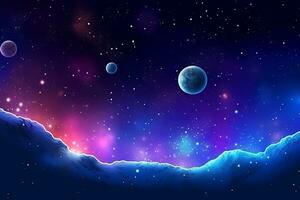 Cosmic Gradient Galaxy Horizon Picturesque Starry Planetary Universe Graphic Illustration generative AI photo