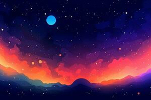 Cosmic Gradient Galaxy Horizon Picturesque Starry Planetary Universe Graphic Illustration generative AI photo