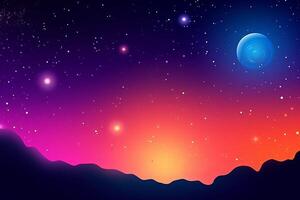 Cosmic Gradient Galaxy Horizon Picturesque Starry Planetary Universe Graphic Illustration generative AI photo