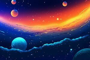 Cosmic Gradient Galaxy Horizon Picturesque Starry Planetary Universe Graphic Illustration generative AI photo