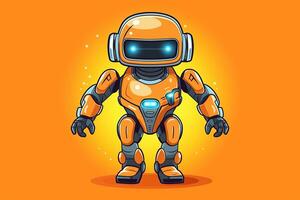 Cute Simplistic Robot Android Graphic Illustration Isolated on a Monochrome Background generative AI photo