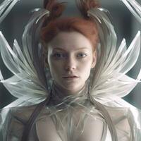 Ethereal Divine Bright Female Portrait Magical Scene 3D Render generative AI photo