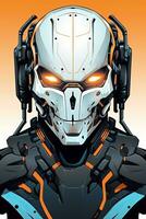 Futuristic Cyborg Android Humanoid Robot Hi Tech Sleek Graphic Illustration generative AI photo