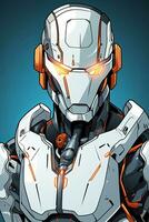 Futuristic Cyborg Android Humanoid Robot Hi Tech Sleek Graphic Illustration generative AI photo