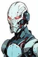 Futuristic Cyborg Android Humanoid Robot Hi Tech Sleek Graphic Illustration generative AI photo