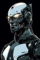 Futuristic Cyborg Android Humanoid Robot Hi Tech Sleek Graphic Illustration generative AI photo