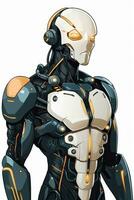 Futuristic Cyborg Android Humanoid Robot Hi Tech Sleek Graphic Illustration generative AI photo