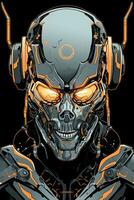 Futuristic Cyborg Android Humanoid Robot Hi Tech Sleek Graphic Illustration generative AI photo
