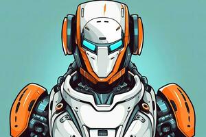 Futuristic Cyborg Android Humanoid Robot Hi Tech Sleek Graphic Illustration generative AI photo