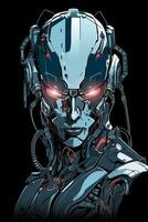 Futuristic Cyborg Android Humanoid Robot Hi Tech Sleek Graphic Illustration generative AI photo