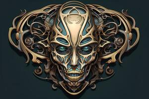 Strange Alien Monstrous Creature Design Background 3D Render Graphic Background generative AI photo