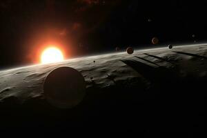 3D Render Celestial Planetary Futuristic Picturesque Space Scene Background generative AI photo