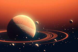 3D Render Celestial Planetary Futuristic Picturesque Space Scene Background generative AI photo