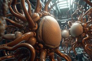 3D Bio Synthetic Hybrid Material Background generative AI photo