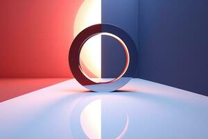 3D Render Abstract Ring on a Powerful Picturesque Backdrop generative AI photo