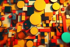 3D Render Classic Retro Remixed Themed Abstract Colorful Background generative AI photo