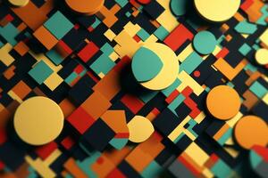 3D Render Classic Retro Remixed Themed Abstract Colorful Background generative AI photo