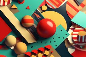 3D Render Colorful Retro Vintage Abstract Remix Design Background generative AI photo