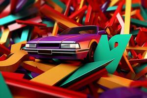 3D Render Colorful Retro Vintage Abstract Remix Design Background generative AI photo