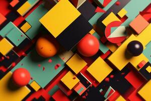 3D Render Colorful Retro Vintage Abstract Remix Design Background generative AI photo