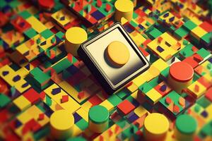 3D Render Colorful Retro Vintage Abstract Remix Design Background generative AI photo